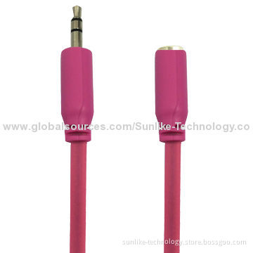 Audio Extension Cable, Molding, Nickel-plated, Half-shiny, Half Matte/Flat Line/3.5SP Male to Female
